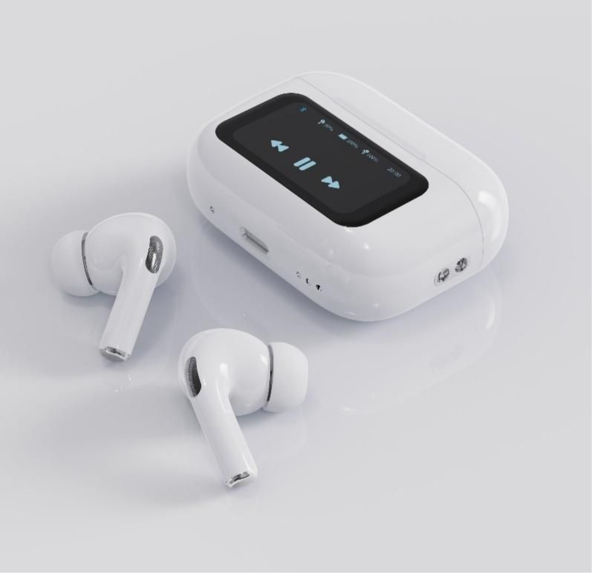 Air pods pro 2 with a LED screen